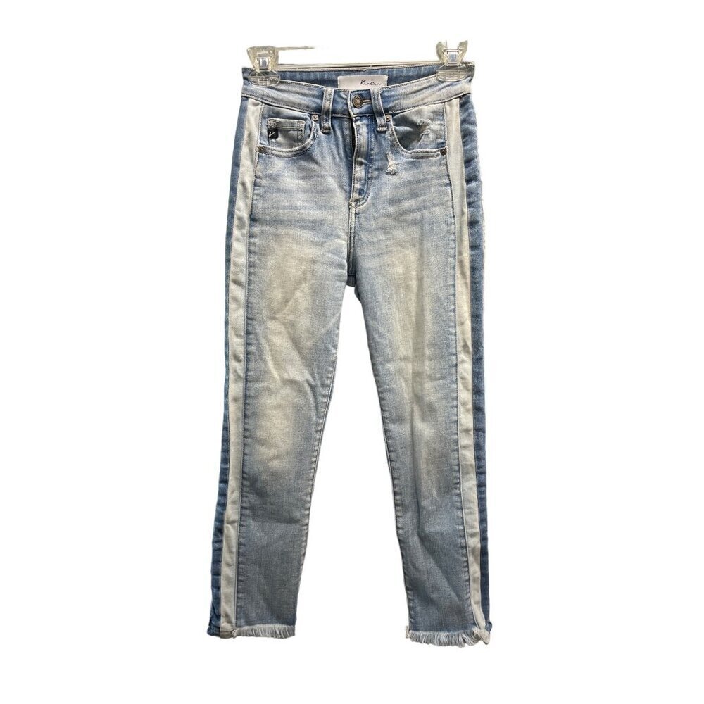 Kancan Estilo KC9175M Cropped Jeans Faded Distressed Side Paneled Size 3/25